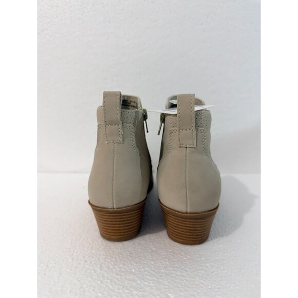 Arizona Jean Co. Womens Beige Faux Suede Ankle Booties With Side Zippers & Stack - Picture 4 of 11